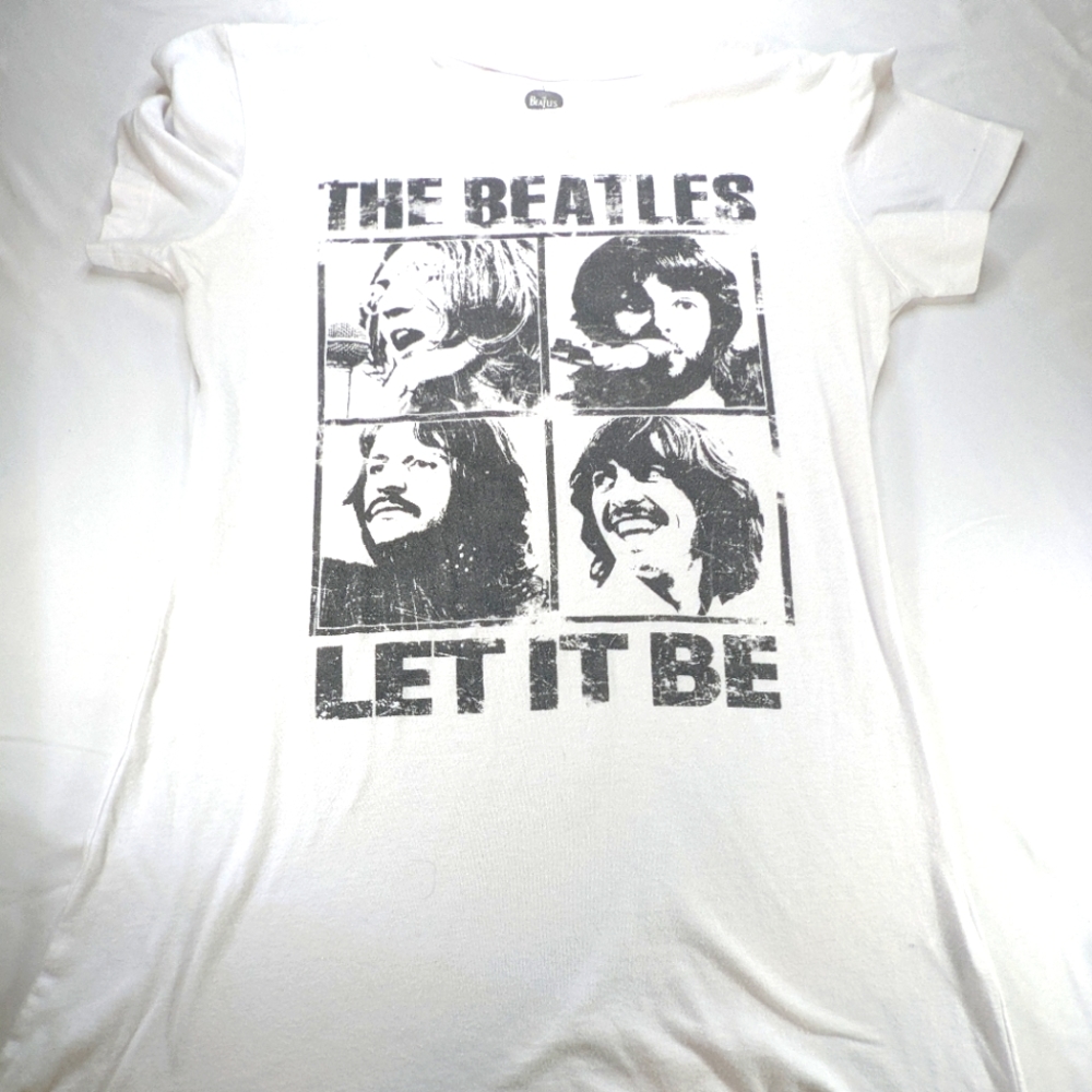 The Beatles Let It Be Women's 2010 Vintage White Tee Shirt Large